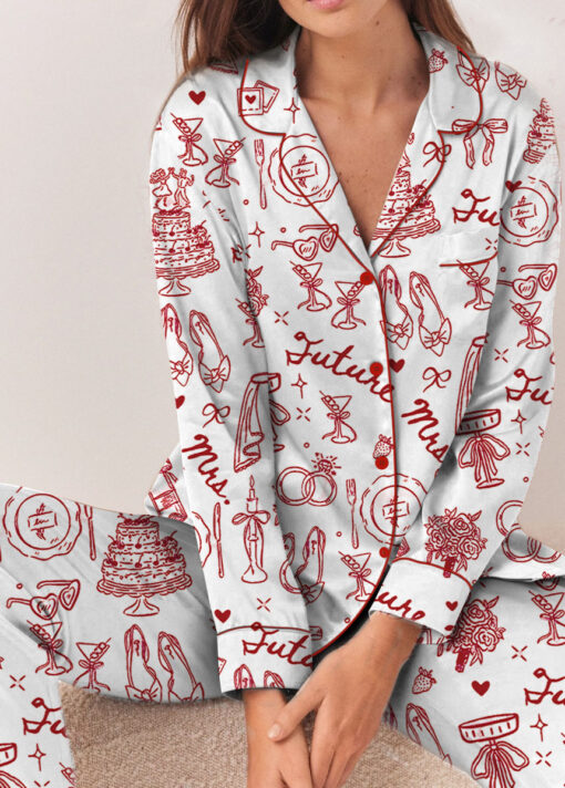 Women’s Future Mrs Bride To Be Gift In My Engaged Era Satin Pajamas Set For Women, White Color, US Size S-5XL - Image 10