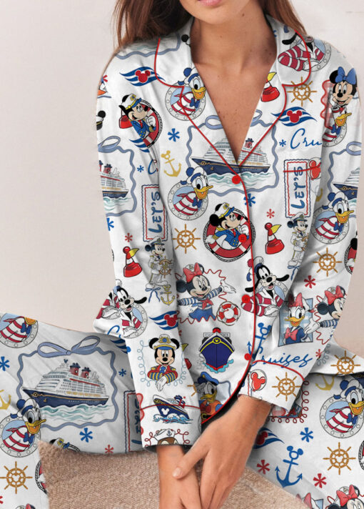 Women’s Disney Cruise 2026 Satin Pajamas Set For Women, White Color, US Size S-5XL - Image 10