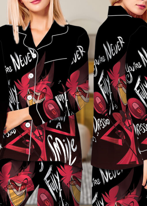 Women’s Hazbin Hotel Alastor Satin Pajamas Set For Women, Black Color, US Size S-5XL - Image 10