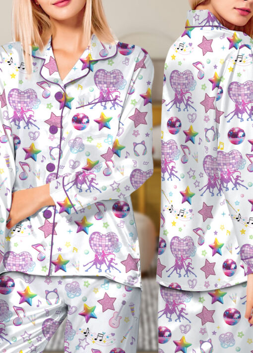 Women’s K-Pop Demon Hunters Satin Pajamas Set For Women, White Color, US Size S-5XL - Image 11