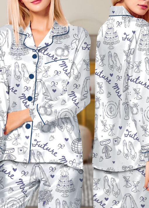 Women’s Future Mrs Bride To Be Gift In My Engaged Era Pajamas Set For Women, White Color, US Size S-5XL - Image 12