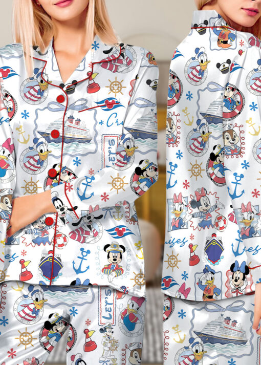 Women’s Disney Cruise 2026 Satin Pajamas Set For Women, White Color, US Size S-5XL - Image 11