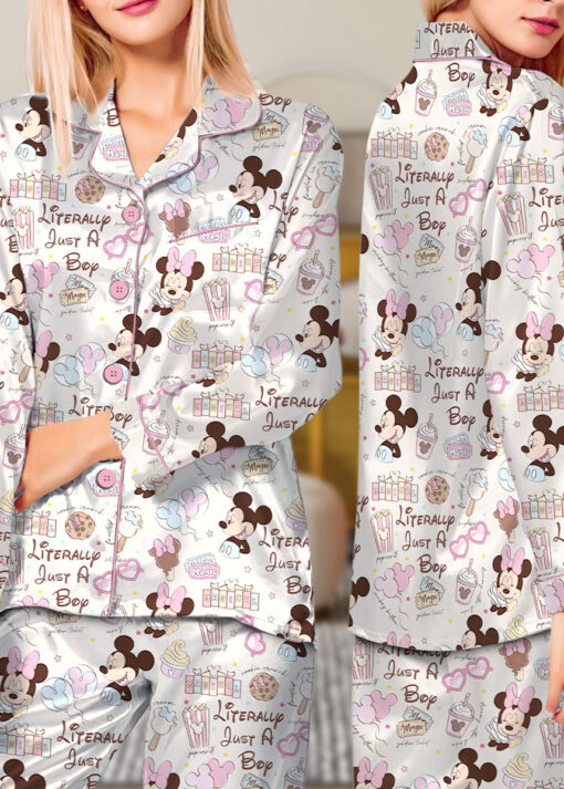Women’s Disneyland Magic Snacks Satin Pajamas Set For Women, Beige Color, US Size S-5XL - Image 10