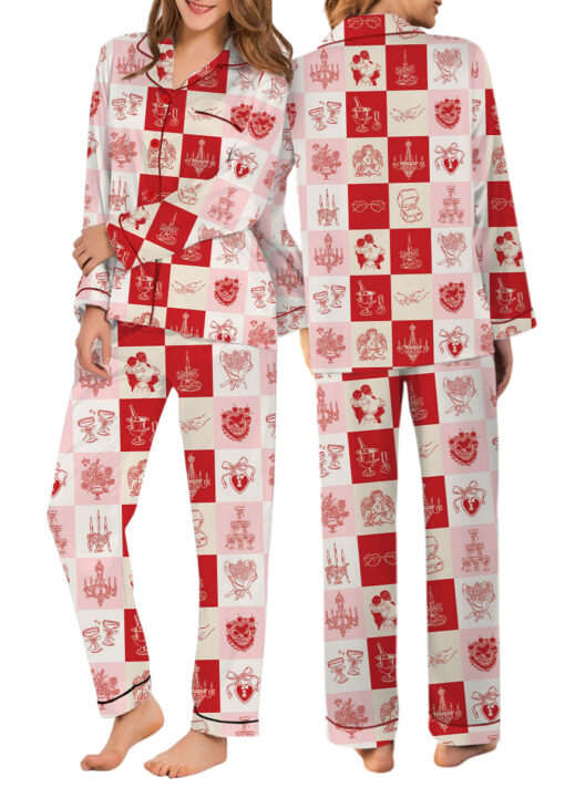 Women's Love And Wedding Satin Pajamas Set, US Size S-5XL - Image 12