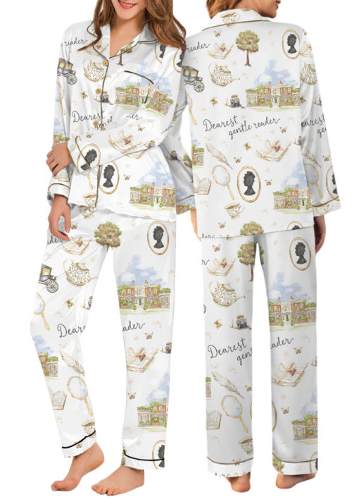 Women’s Derest Gentle Reader Satin Pajamas Set For Women, White Color, US Size S-5XL - Image 11