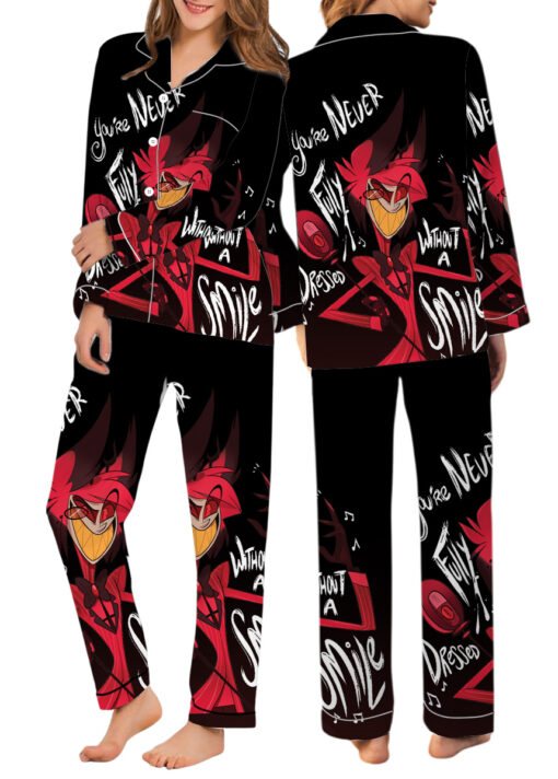 Women’s Hazbin Hotel Alastor Satin Pajamas Set For Women, Black Color, US Size S-5XL - Image 11
