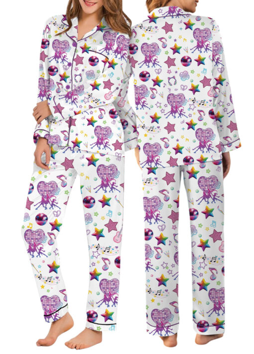 Women’s K-Pop Demon Hunters Satin Pajamas Set For Women, White Color, US Size S-5XL - Image 10