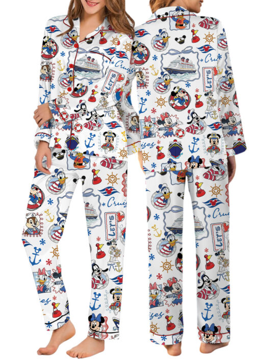 Women’s Disney Cruise 2026 Satin Pajamas Set For Women, White Color, US Size S-5XL - Image 9