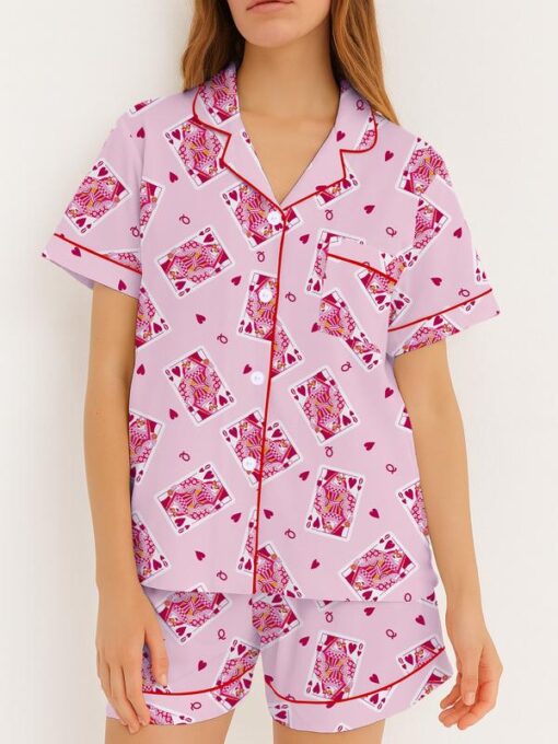 Women’s Valentine's Day Queen Heart Satin Pajamas Set For Women, Pink Color, US Size S-5XL - Image 5