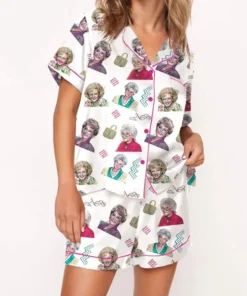 Alternative view of Women’s 80s Tv Sitcom Golden Girl Satin Pajamas Set For Women, White Color, US Size S-5XL