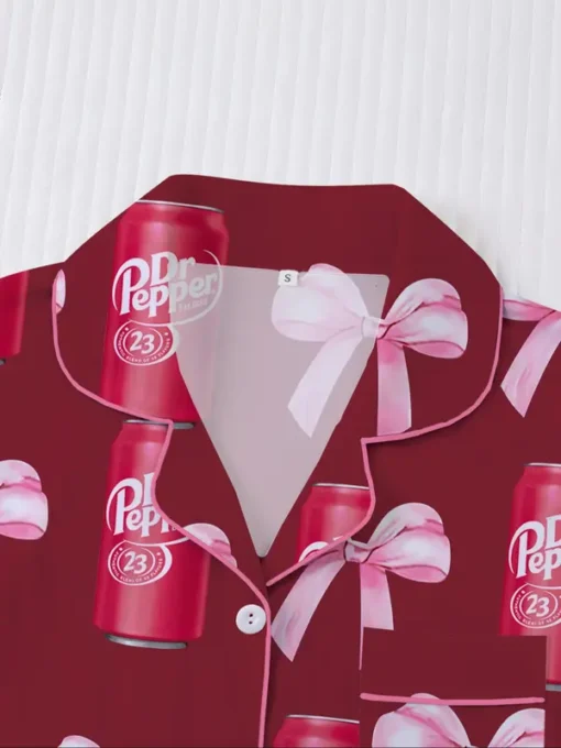 Women's Dr Pepper Sleepwear Satin Pajamas Set, Size S-5XL - Image 6
