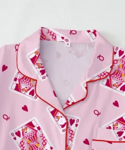 Alternative view of Women’s Valentine's Day Queen Heart Satin Pajamas Set For Women, Pink Color, US Size S-5XL