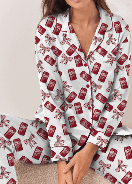 Women's Dr Pepper Sleepwear Satin Pajamas Set, Size S-5XL - Image 6