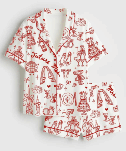 Women’s Future Mrs Bride To Be Gift In My Engaged Era Satin Pajamas Set For Women, White Color, US Size S-5XL