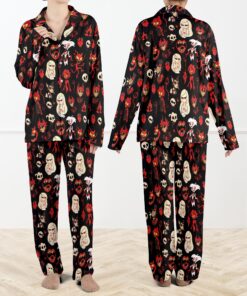 Women’s Hazbin Rehabilitation Hotel Satin Pajamas Set For Women, Black Color, US Size S-5XL