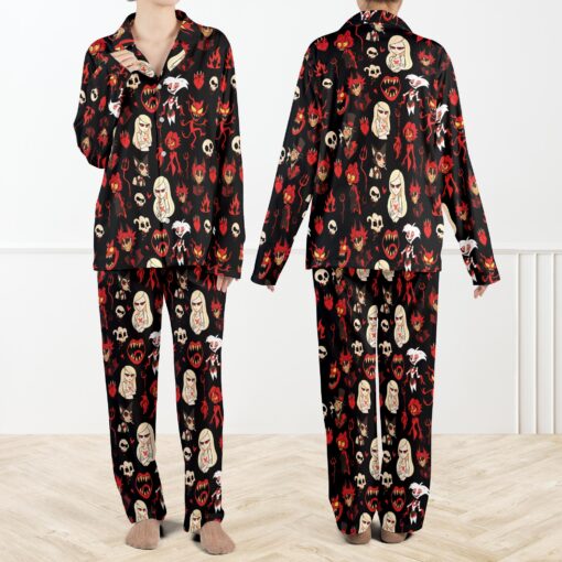 Women’s Hazbin Rehabilitation Hotel Satin Pajamas Set For Women, Black Color, US Size S-5XL - Image 3