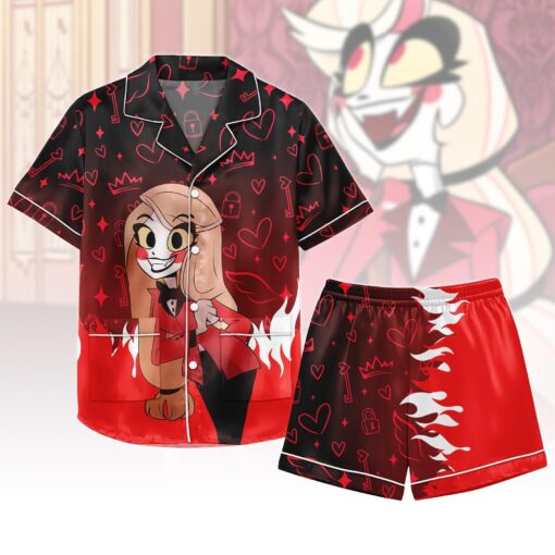 Women’s Hazbin Hotel Charlie Satin Pajamas Set For Women, Black Color, US Size S-5XL - Image 2