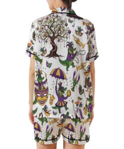 Alternative view of Women’s Mardi Gras Satin Pajamas Set For Women, White Color, US Size S-5XL