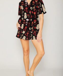 Alternative view of Women’s Hazbin Rehabilitation Hotel Satin Pajamas Set For Women, Black Color, US Size S-5XL