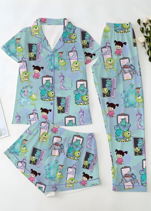 Women’s Monsters University Baby Satin Pajamas Set For Women, Baby Blue Color, US Size S-5XL - Image 14