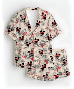 Women’s Pirate Mickey Mouse Satin Pajamas Set For Women, White Color, US Size S-5XL