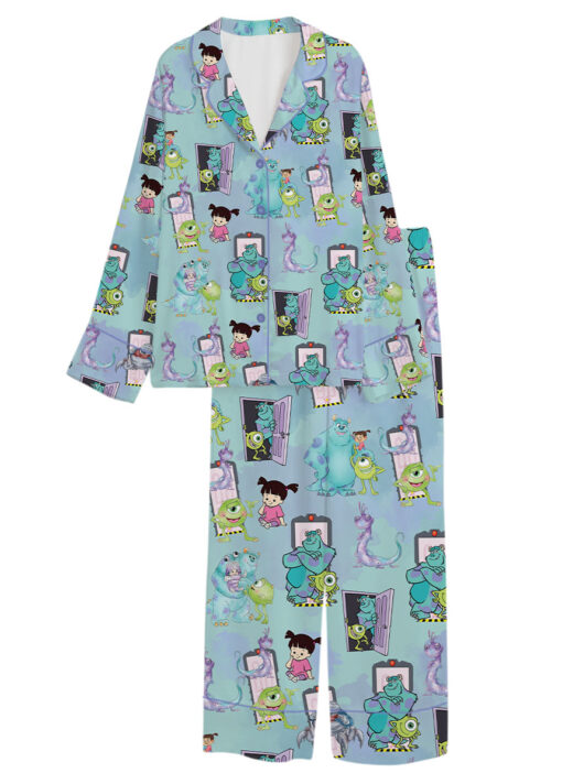 Women’s Monsters University Baby Satin Pajamas Set For Women, Baby Blue Color, US Size S-5XL - Image 8