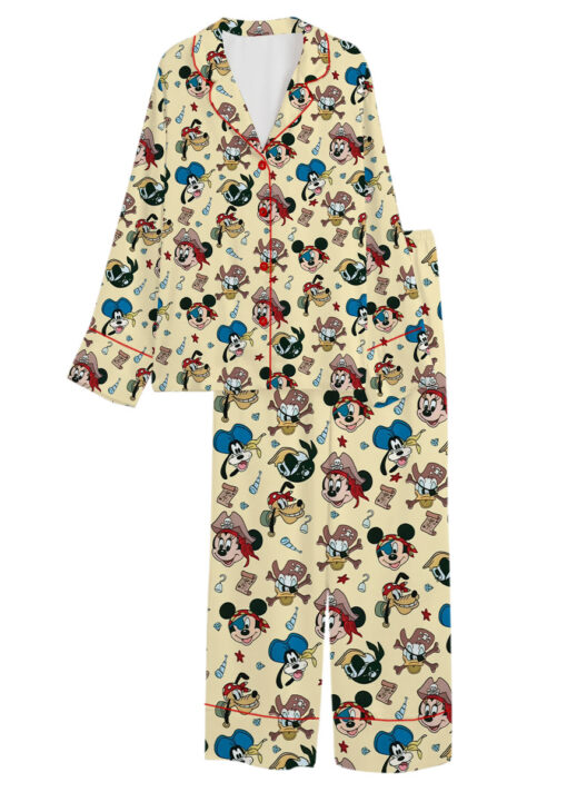 Women’s Mickey Mouse Patriotic Satin Pajamas Set For Women, White And Yellow Color, US Size S-5XL - Image 23