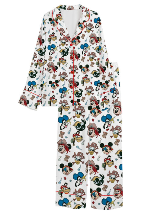 Women’s Mickey Mouse Patriotic Satin Pajamas Set For Women, White And Yellow Color, US Size S-5XL - Image 9
