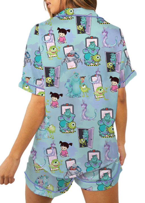 Women’s Monsters University Baby Satin Pajamas Set For Women, Baby Blue Color, US Size S-5XL - Image 6