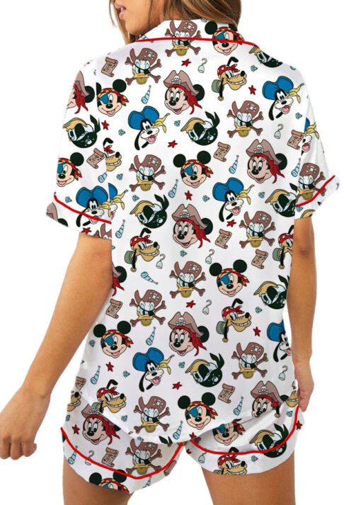 Women’s Mickey Mouse Patriotic Satin Pajamas Set For Women, White And Yellow Color, US Size S-5XL - Image 7
