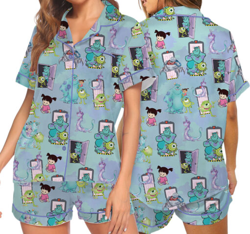 Women’s Monsters University Baby Satin Pajamas Set For Women, Baby Blue Color, US Size S-5XL - Image 7
