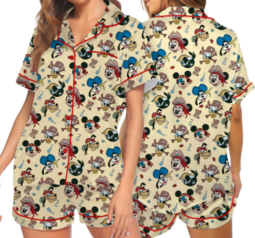 Women’s Mickey Mouse Patriotic Satin Pajamas Set For Women, White And Yellow Color, US Size S-5XL - Image 20