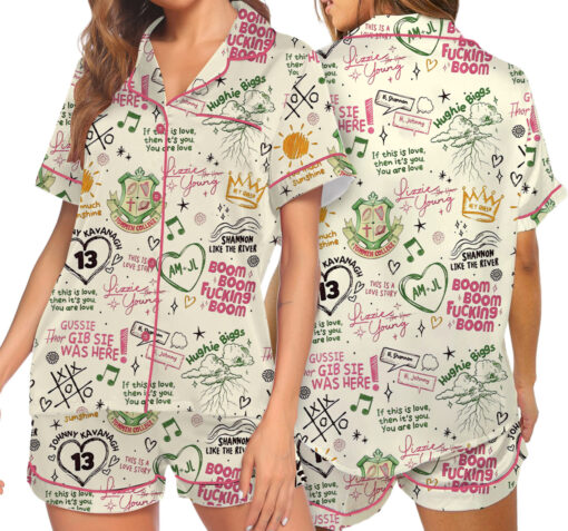 Women’s Boys Of Tommen Satin Pajamas Set For Women, Sand Color, US Size S-5XL - Image 5