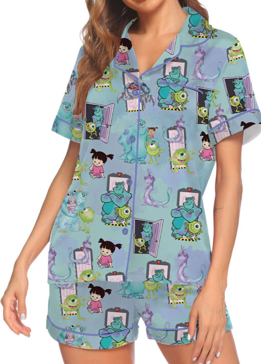 Women’s Monsters University Baby Satin Pajamas Set For Women, Baby Blue Color, US Size S-5XL - Image 4