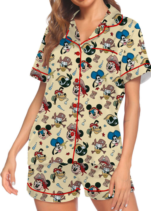 Women’s Mickey Mouse Patriotic Satin Pajamas Set For Women, White And Yellow Color, US Size S-5XL - Image 17