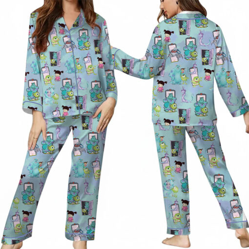 Women’s Monsters University Baby Satin Pajamas Set For Women, Baby Blue Color, US Size S-5XL - Image 9