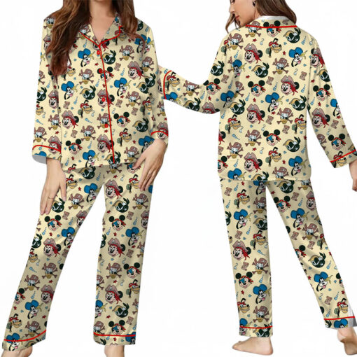 Women’s Mickey Mouse Patriotic Satin Pajamas Set For Women, White And Yellow Color, US Size S-5XL - Image 22
