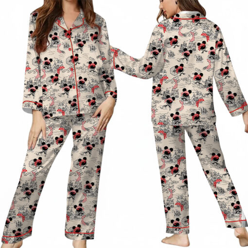 Women’s Pirate Mickey Mouse Satin Pajamas Set For Women, White Color, US Size S-5XL - Image 9