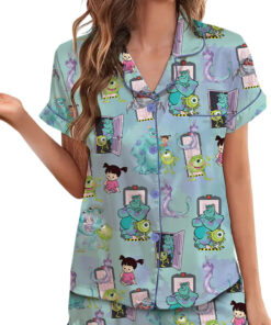Alternative view of Women’s Monsters University Baby Satin Pajamas Set For Women, Baby Blue Color, US Size S-5XL