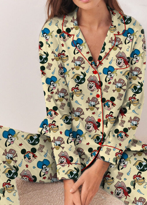 Women’s Mickey Mouse Patriotic Satin Pajamas Set For Women, White And Yellow Color, US Size S-5XL - Image 24