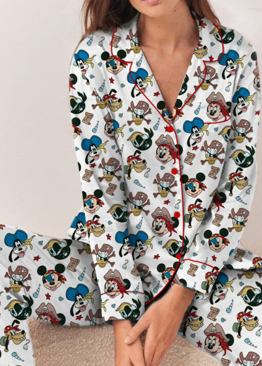 Women’s Mickey Mouse Patriotic Satin Pajamas Set For Women, White And Yellow Color, US Size S-5XL - Image 11