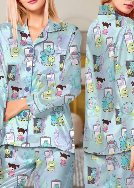 Women’s Monsters University Baby Satin Pajamas Set For Women, Baby Blue Color, US Size S-5XL - Image 12