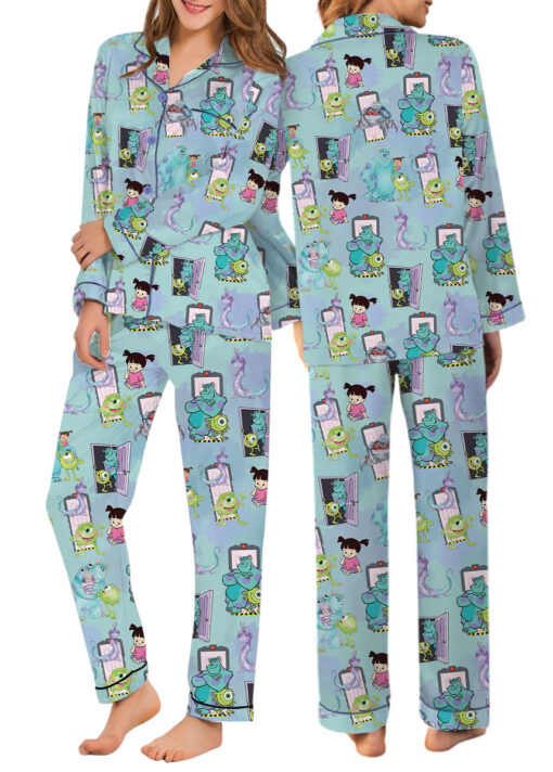 Women’s Monsters University Baby Satin Pajamas Set For Women, Baby Blue Color, US Size S-5XL - Image 10