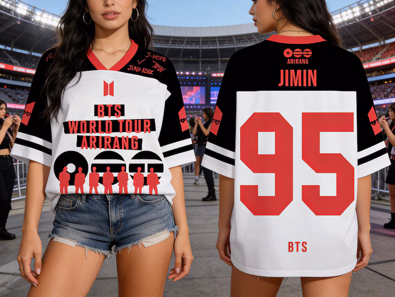 Personalized BTS MultiColor Arirang World Tour Jersey, Custom Name Number Kpop Fan Merch