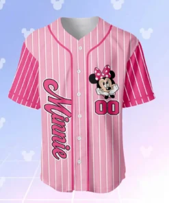 Alternative view of Custom Disney Minnie Mouse Baseball Jersey, Disney Minnie Mouse Jersey, Disneyland Baseball Team Matching Outfit, Birthday Gift