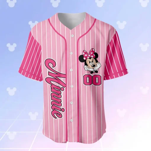 Custom Disney Minnie Mouse Baseball Jersey, Disney Minnie Mouse Jersey, Disneyland Baseball Team Matching Outfit, Birthday Gift - Image 2