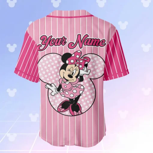 Custom Disney Minnie Mouse Baseball Jersey, Disney Minnie Mouse Jersey, Disneyland Baseball Team Matching Outfit, Birthday Gift - Image 3