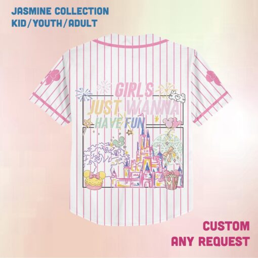Personalize Disney Park Girls Baseball Jersey, The Life Of A Park Girl Disney Castle For Kid Youth Adult, Disneyland - Image 3