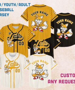 Personalized Tails Baseball Jersey, Custom Name Number, Sonic Theme