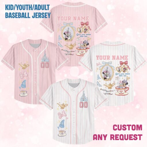 Custom Disney Girl Minnie Mouse and Daisy Baseball Jersey, Disney Minnie Mouse Jersey, Disneyland Baseball Team Matching , Birthday Gift - Image 4